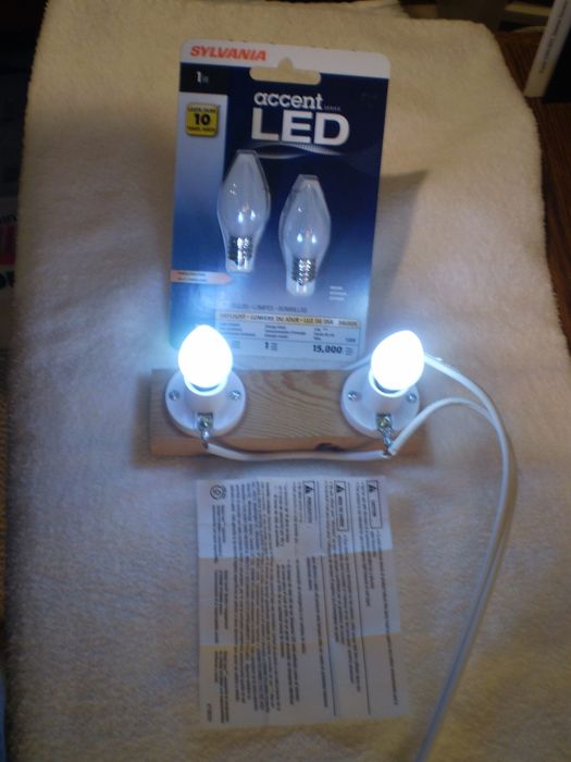 Sylvania Accent Series LED
Here I picked this up at Kmart at East Cobb Crossing Shopping Center, Marietta, GA, USA yesterday (2013-2-2) adding to my favorite C7 series bulbs.  This one set me back US$ 5.99 each package.

Fabrication Location: China
Keywords: Lamps