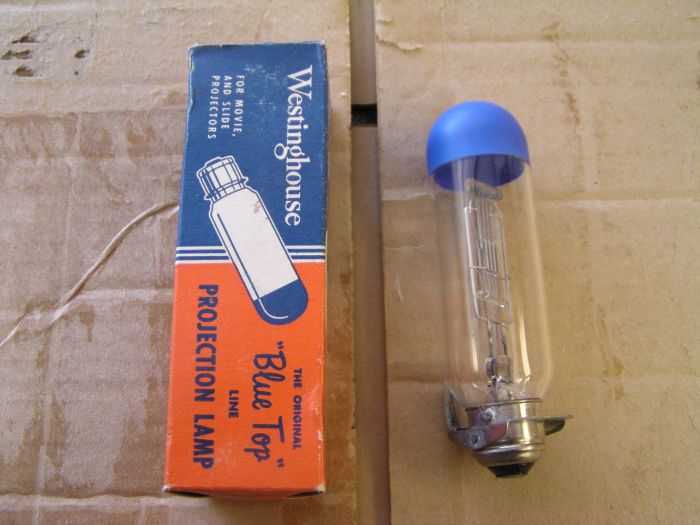 Westinghouse projection bulb with unusual base
Never seen one with this base before. '53 vintage.
Keywords: Lamps