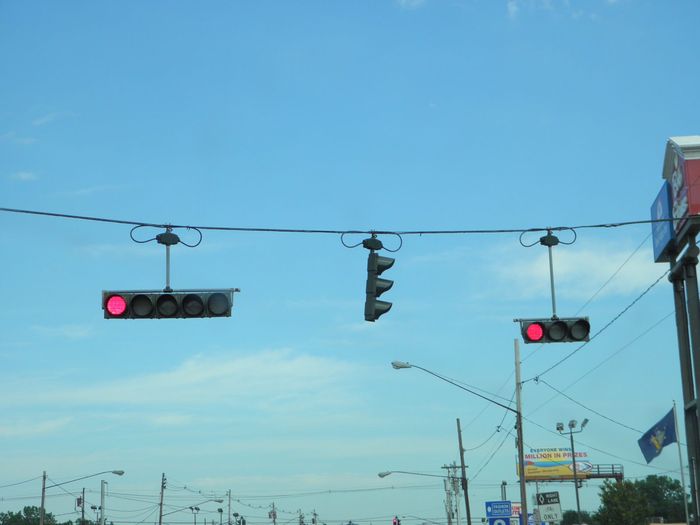 Horizontal and Vertical  Signals
Neat mix of vertical and horizontal signal heads here, I wonder why they didn't use a vertical 3 section and a doghouse instead? 

Keywords: Traffic_Lights
