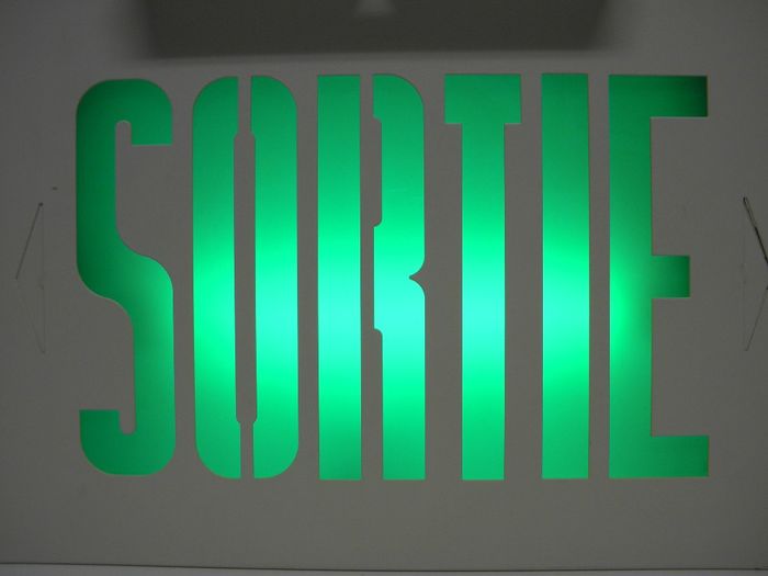 The SORTIE Sign You'll Never See!
This green Sortie sign is so rare that even the government denies of it's existence, so rare that's it's very existence has been the subject of legend.Countless exit sign fans have looked around for it throughout the age but sadly to no avail, until now! 

Behold the magical GREEN Sortie sign! 



(Well actually I just stuck the Sortie faceplate over my modded exit sign [img]http://www.galleryoflights.org/mb/gallery/images/smiles/icon_razz.gif[/img] )
Keywords: Lit_Lighting