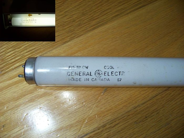 GE F15T8/CW fluorescent
A nice tube from Sep. '74. This one is pretty bright compared to those cheapo GEs from Indsonesia.
Keywords: Lamps