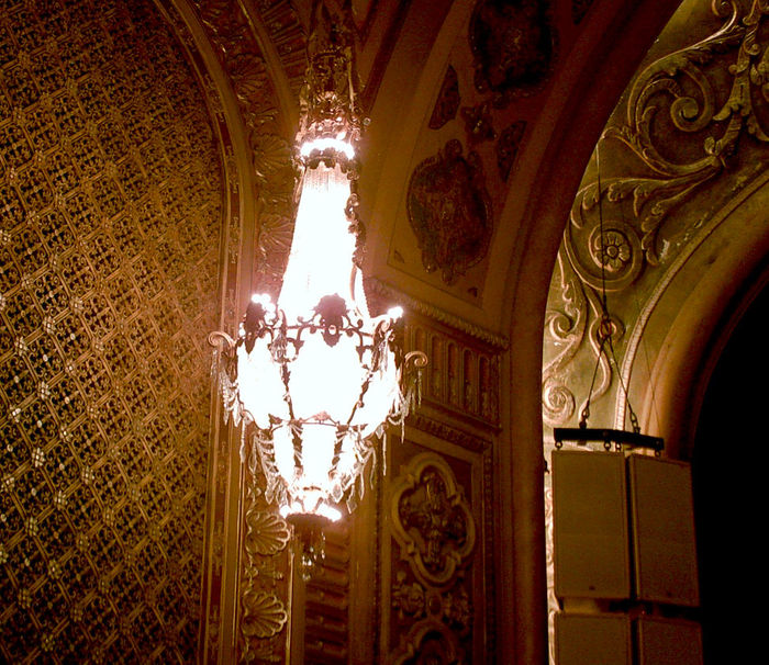 Decorative Chandelier in a theatre
Interior lighting in the restored Paramount theatre in Seattle, Washington. I don't know how they relamp these....perhaps they lower to the floor. They are WAY up there.
Keywords: Indoor_Fixtures