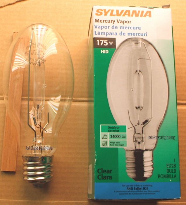 Sylvania 175w MV
A Sylvania 175w clear mercury vapor lamp.
I already have a couple spare GE 175w MV lamps (& only one fixture), but for 41 cents I couldn't pass up grabbing this .lol. They also had coated, but I decided to go for the clear one.
(Lowes clearance item)
Keywords: Lamps