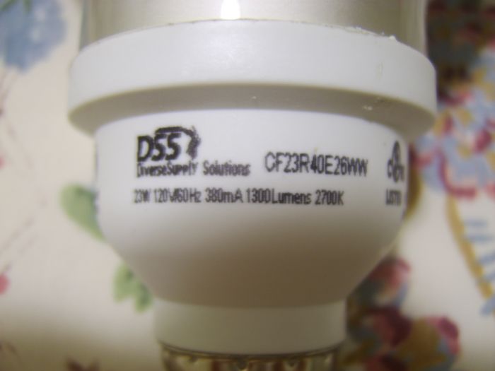 DSS (Diverse Supply Solutions) 23W CFL Flood Bulb etch
Heres the etch of this CFL bulb.
Keywords: Lamps