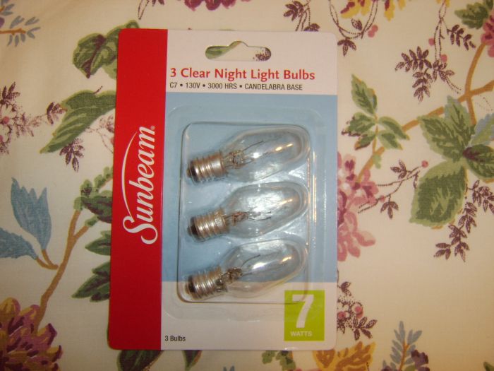Sunbeam 3 Pack 7 Watt Night Light Bulbs
I got three of these from the Restore. Anyway these are 130V, which they can last. But i'm not sure if they are going to be effective though.
Keywords: Lamps