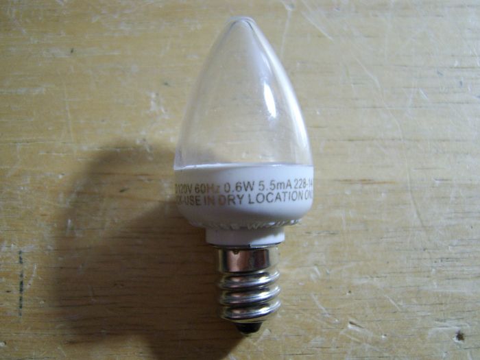 0.6w LED night light bulb
If I can remember correctly, its made by Feit Electric. This was in the red, and yellow lights of my traffic light.
Keywords: Lamps