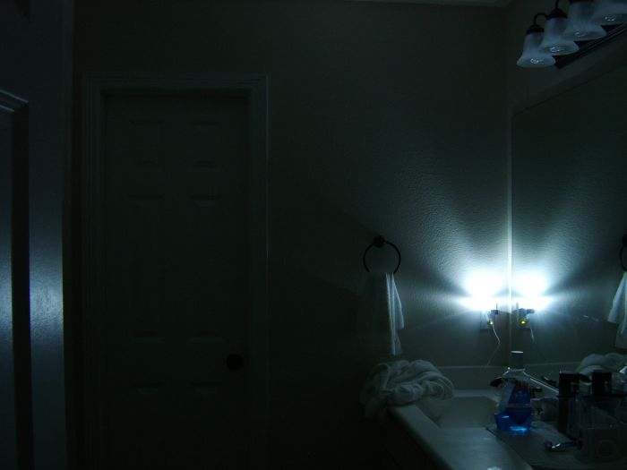 My homemade USB LED nightlight (lit)
My camera tells that its bright, but off camera its not. But there it is lighting up my bathroom sink area.
Keywords: Lit_Lighting