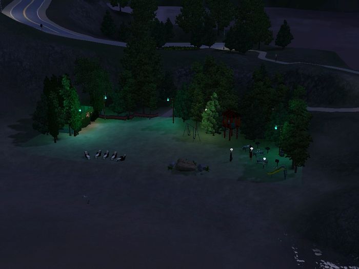 The Sims 3 Nightshot! 
I enjoy playing The Sims 3 and have done a lot playing the Sims 3. 

In this screenshot of the game, you can see its at a foresty beach lit by NEMA buckets or yardblasters mostly lit with clear mercs except for one that had DX color ;-)

What Fun! 
Keywords: Miscellaneous