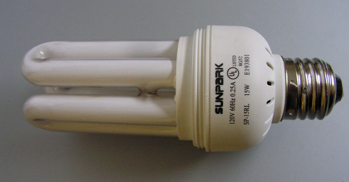 Sunpark 3-U CFL
This originally was one of the first R30 CFLs that my local utility subsidized. I regret that I only bought this one, and I regret more that I took this out of service and then dropped it, damaging the glass reflector. These had removable clear reflectors and had better performance than the R30 spirals out now. This lamp itself still works fine.
Keywords: Lamps