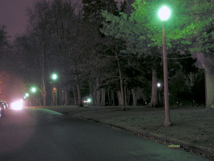 Mercury acorns
Vintage acorn lights with mercury lamps at Wright Park in Tacoma, 2013. 
Keywords: American_Streetlights