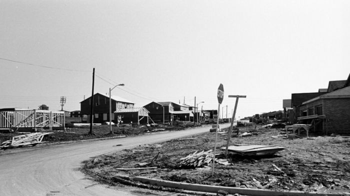 OV-15 and Shoeboxs once upon a time.
Heres a photo of a subdivision in 1981 in my city taken at [url=https://www.google.ca/maps/@43.7263339,-79.7462245,3a,49.3y,39.88h,82.35t/data=!3m6!1e1!3m4!1so9iVxzXs5yJxTwHNASD9Jw!2e0!7i13312!8i6656?hl=en]This corner[/url]. The first OV-15 was replaced by a R47 at somepoint in the late 90's or early 2000s, my guess. I noticed the shoeboxs that were also a common install in this area.They too on that stretch have been replaced a long time ago.  I also think I see two of the flash beacons in the photo too. Credits to the OP in the vintage group page. 
Keywords: Lighting_History