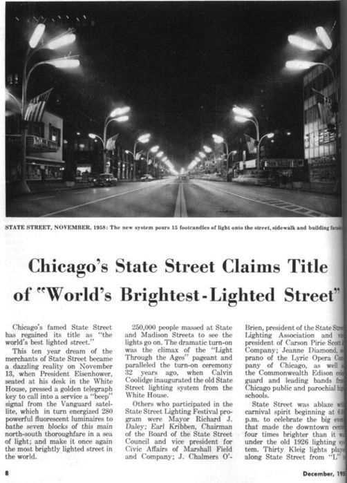 Chicago's Brightest Street
Insane brightness from three VHO fluorescent fixtures per pole. But still less painful to look directly at as a single LED fixture.
Keywords: American_Streetlights