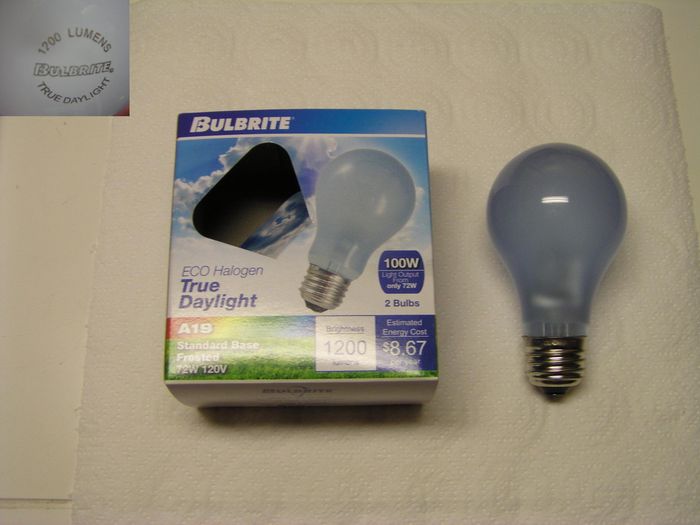 Finally some halogen energy savers in FROST
Even though these bulbs are expensive at $8.99 for a 2 pack, I had to have these! They are neodymium bulbs that use 30% less energy than Bulbrite's earlier halogen bulbs. Man they are beautiful when lit!
Keywords: Lamps