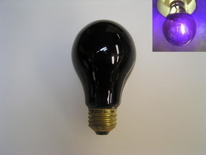 Duro-Lite 75w Blacklight - made in USA
USA made 75w blacklight bulbs are very rare. It has a vertical CC-8 filament. Made in '73 by Duro-Test.
Keywords: Lamps