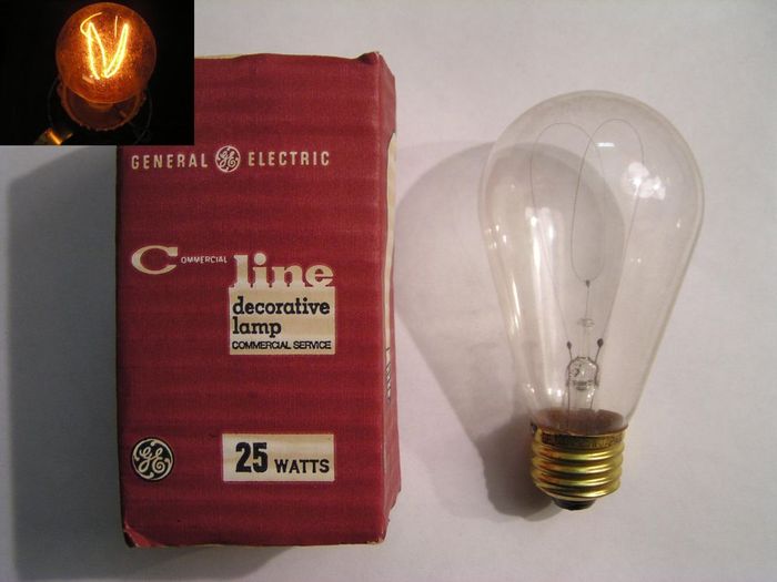 GE Americana 25w carbon filament lamp
In the 70s GE marketed the Americana lamp. Knew of them from my '77 GE catalog but never saw one until I got this. These came from Japan.
Keywords: Lamps
