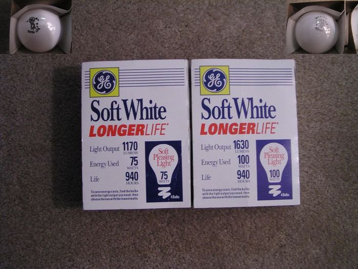 Incandescent bulbs GE bulbs from Dollar General Gallery of Lights