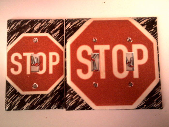 *FOR SALE* Stop Sign Wall Switch Plate Covers
These were in my room when i was a little kid. they've been in sealed bags in my basement for almost 4 years now. they're in great condition. You'll get the screws and stuff with it. The graphic looks like paper glued onto a white cover. The small one is $1.00, the big one is $2.00 or $1.50 if you want both. Also you'll need to pay shipping. I'll combine shipping if you want the other stop sign gear.
Keywords: Miscellaneous