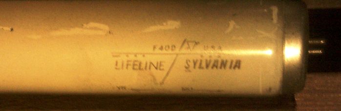 1960s-70s Sylvania F40/Daylight LifeLine
i grabbed one from the basement with a sifferent date stamp. all have the right end etch.
Keywords: Lamps