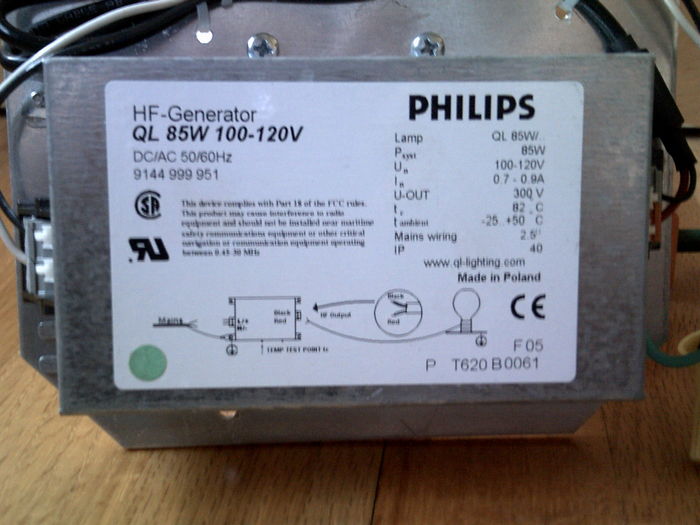 Philips Lighting 85W Induction Ballast
Keywords: Gear