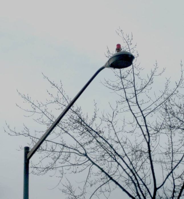 Request from a Member, A light with a red airport light on top
Located near the hospital! 
Keywords: American_Streetlights