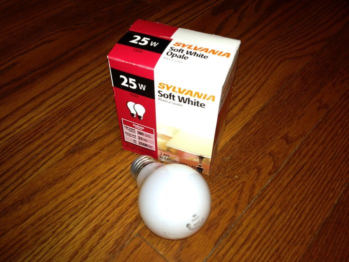 Sylvania Soft White 25A/W 25w
I didn't have 25w incandescent so I picked up these US made lamp.
Keywords: Lamps