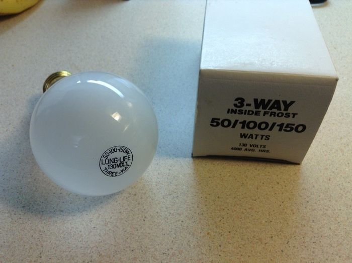 Generic Frosted 3  way
Korean made 50-100-150 watt 3 way bulb, likely from the 1980's
Keywords: Lamps