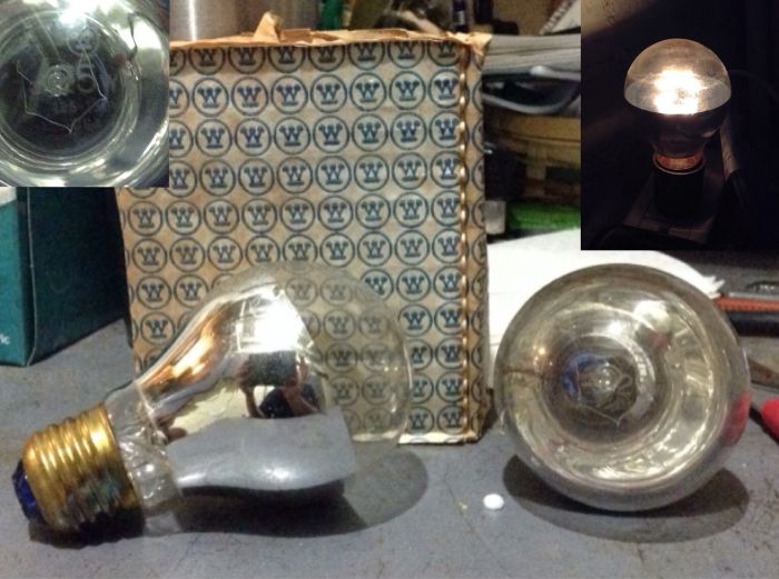 Westy 25 W. Clear Sign Reflector 
eBay find, odd relector bulb in A shape instead of R types. Sign use
Keywords: Lamps