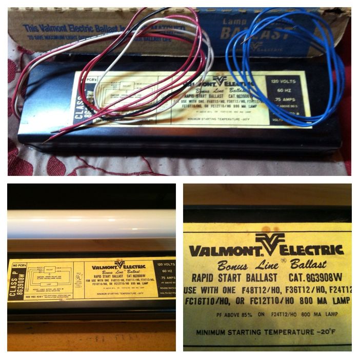 Valmont Electric ballast
ReStore find; I found F48T12 HO ballast for run test on my Philips F48T12/D HO

Anyone have idea what FC16T10/HO and FC12T10/HO  <-------Is that circline HO? I never seen that before!
Keywords: Gear