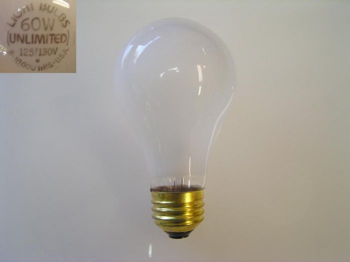 Light Bulbs Unlimited 60w frosted bulb
They are still in production and you can buy these at any of the three Light Bulbs Unlimited stores in the LA area. Made by Meadville Lamp (also known as Hytron-K and a subsidiary of Trojan Inc) here in the USA.
Keywords: Lamps