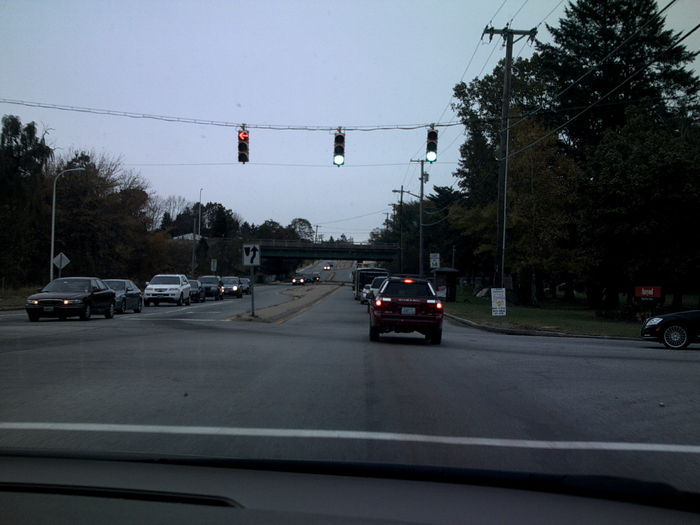 Plainfield Pike/Sailor Way Intersection.
A ramp to Interstate 295 is on the left, Sailor way to the right, and this main road is Route 14 (Plainfield Pike). This is what most of our spanwire installations look like.
Keywords: Traffic_Lights