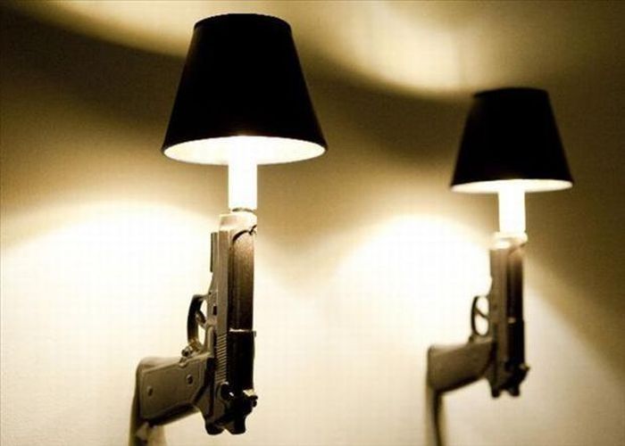 Gun Sconce Light Fixture
For those who are interested in guns, here is sconce light fixture using the guns as a fixture.

My aunt sent me this funny picture here.
Keywords: Indoor_Fixtures