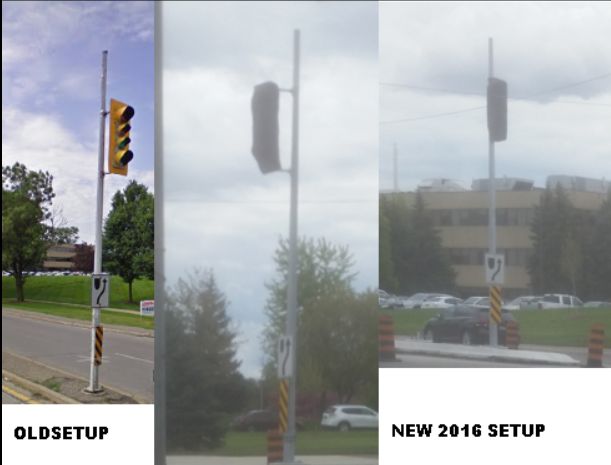 Tall pole comeback?
For the first time im seeing these tall signal median poles making a comeback here. In the first picture is 2009 streetview. In 2011 the pole was replaced by a smaller GTA standard sized height and the Eagle Mark IV was moved onto it. I know toronto uses a few too I believe. Now that the new permanent signals are almost all up, 2 intersections on this road have the taller poles for a total of 4 of these installed. All 4 are only on median Dixie poles that have 12-8-8-12 signals on them. The protected left turn being installed at another intersection here is getting thicker poles. The 12-8-8 poles are on standard sized poles. I wonder if this is going to be the new norm here for  peel region construction projects . Sorry about the quality, my phone camera is shattered :/
Keywords: Traffic_Lights