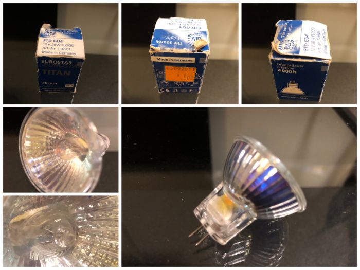 Ushio Eurostar Titan 12v 20w MR11 Halogen Lamp
Here is a German BLV Ushio Eurostar Titan MR11 halogen lamp. It is 12 volts and 20 watts. It features a GU4 2-pin base and has a nice long lifespan of 4,000 hours. I wonder how this bulb ended up all the way over here in Florida from Germany!
Keywords: ushio blv halogen lamp bulb globe 12 volt 12v 12-volt 20 watt 20w 20-watt gu4 g4 mr11 mirorred multifaceted reflector 11 35mm european europe germany german lamps