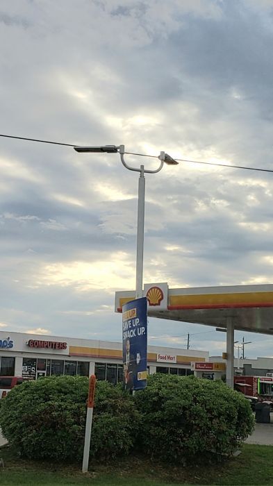 Cree LEDway High Output LED fixtures 
At a Shell gas station.
Keywords: Misc_Fixtures